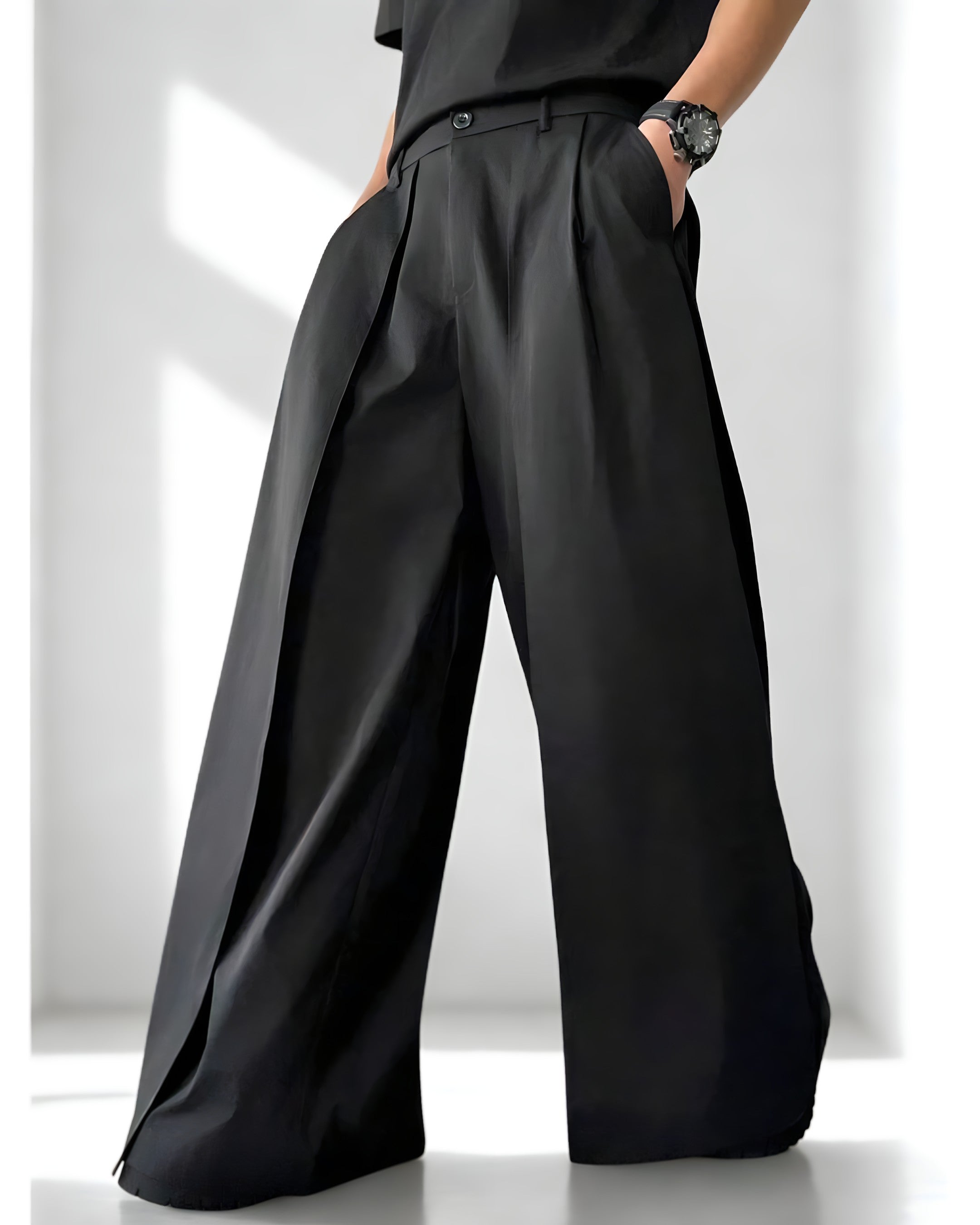 Pantalon Large - Élégance Urbaine - Noir Vibe Co. 