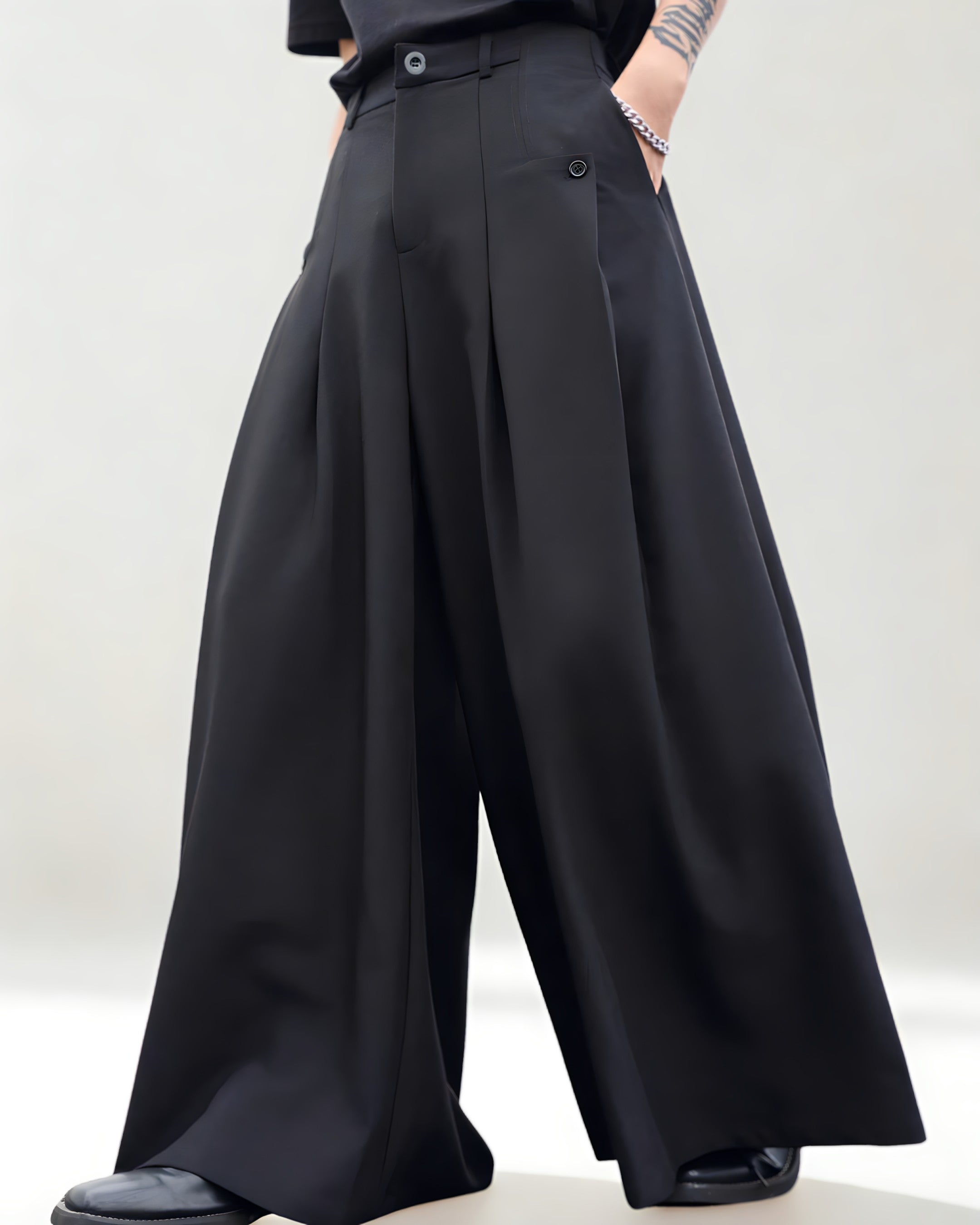 Pantalon Large à Pli – Style Urbain Décontracté - Noir Vibe Co. 