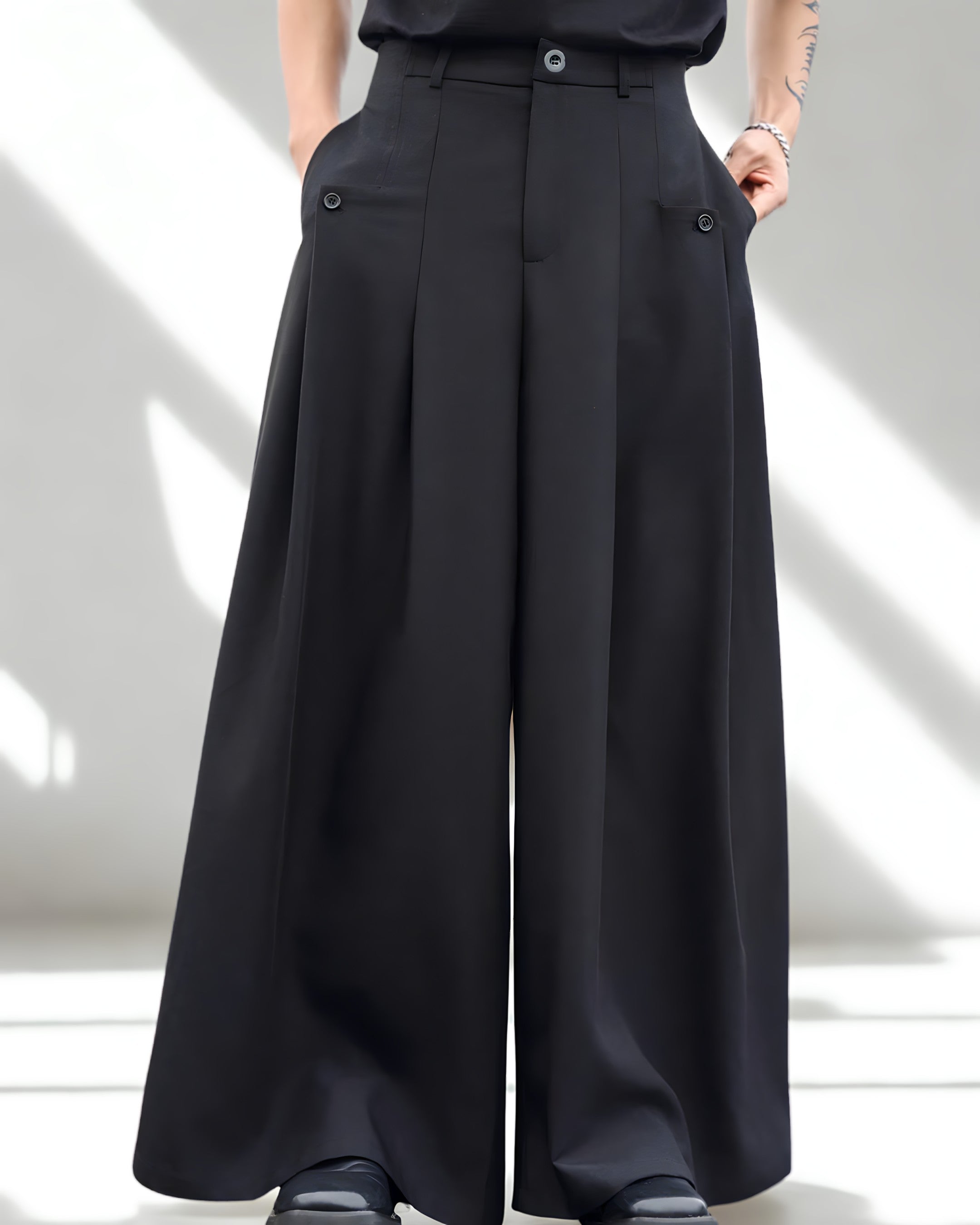 Pantalon Large à Pli – Style Urbain Décontracté - Noir Vibe Co. 