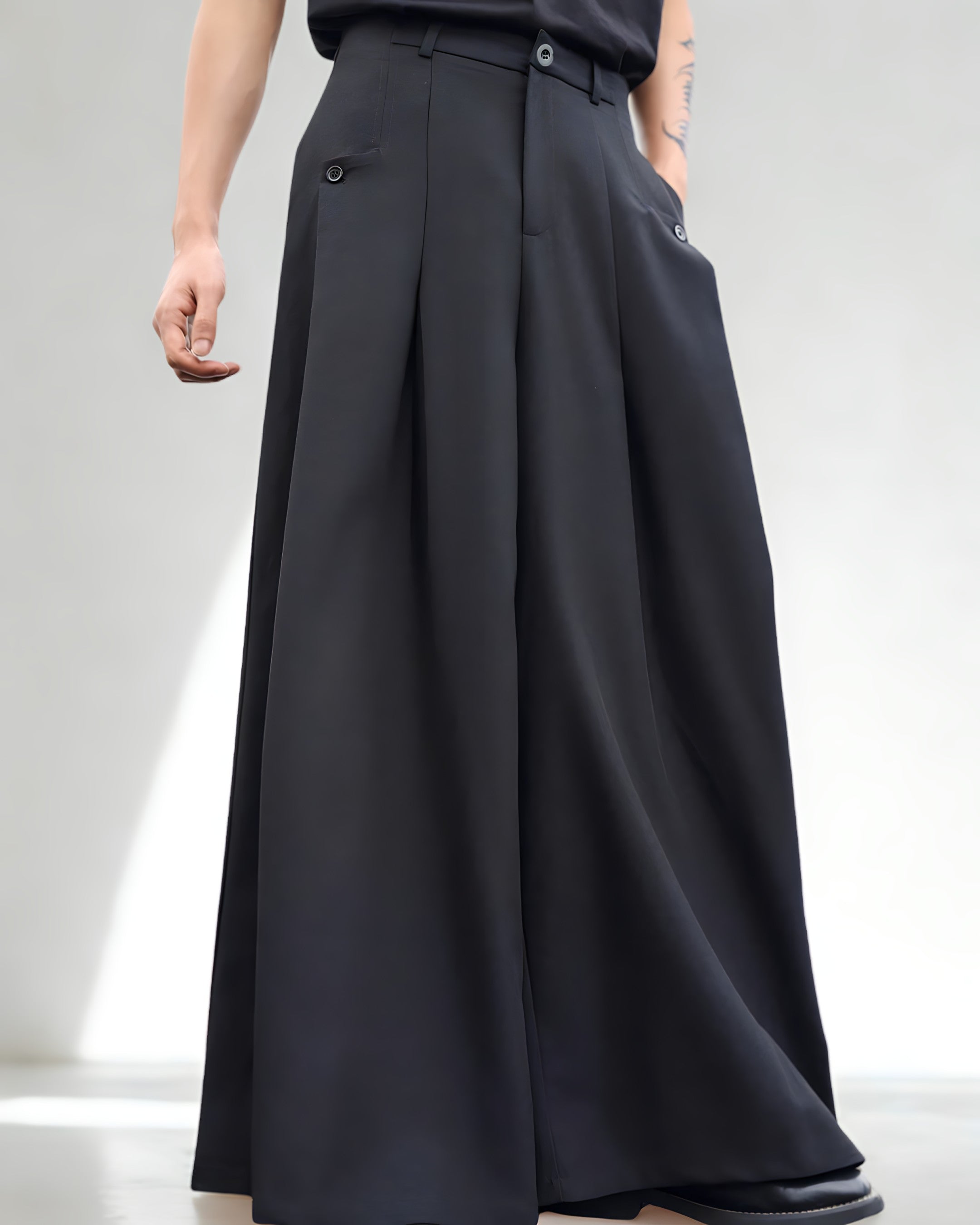 Pantalon Large à Pli – Style Urbain Décontracté - Noir Vibe Co. 