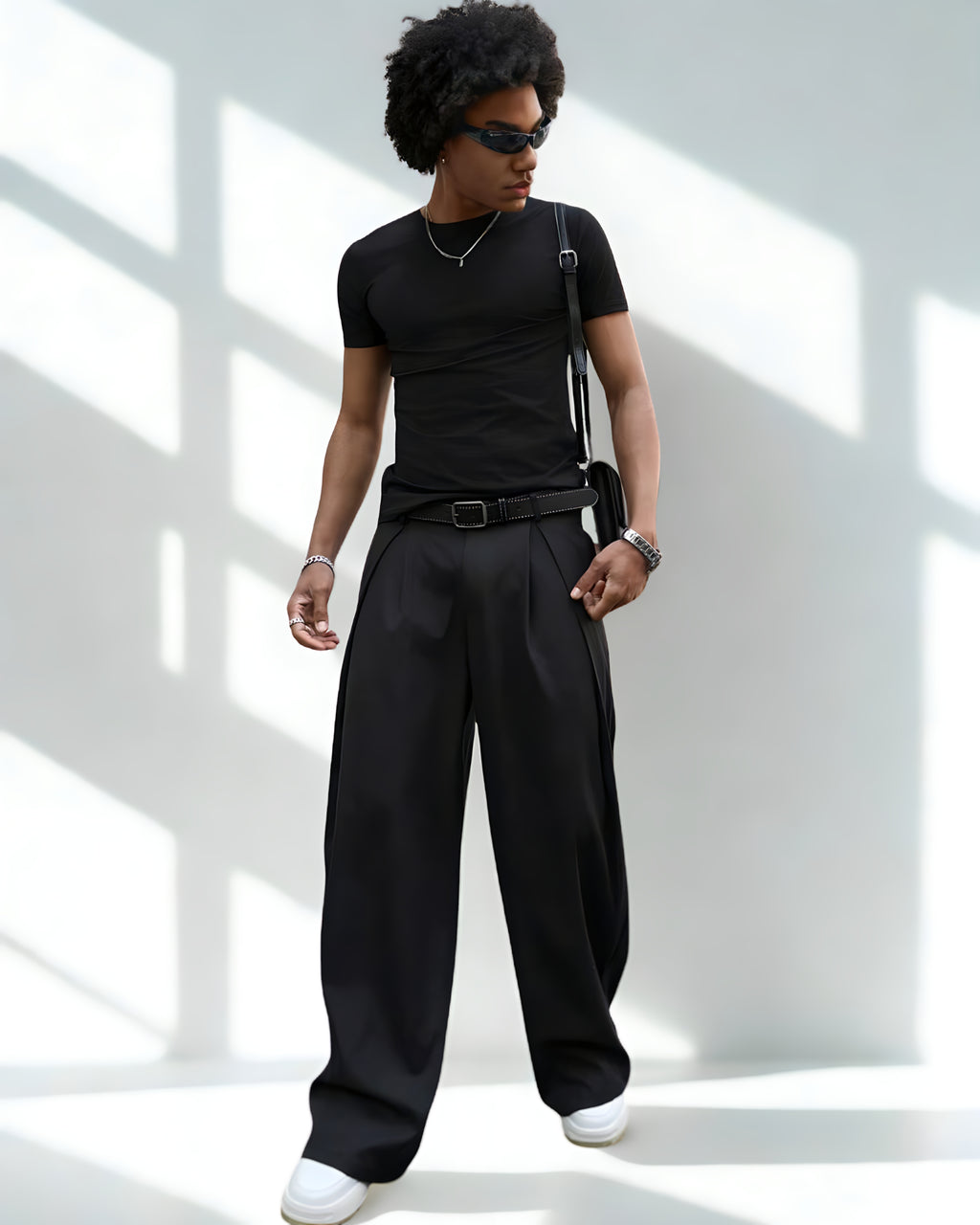 Pantalon Large - Style Japonais – Avant-Garde Urbain - Noir Vibe Co. 