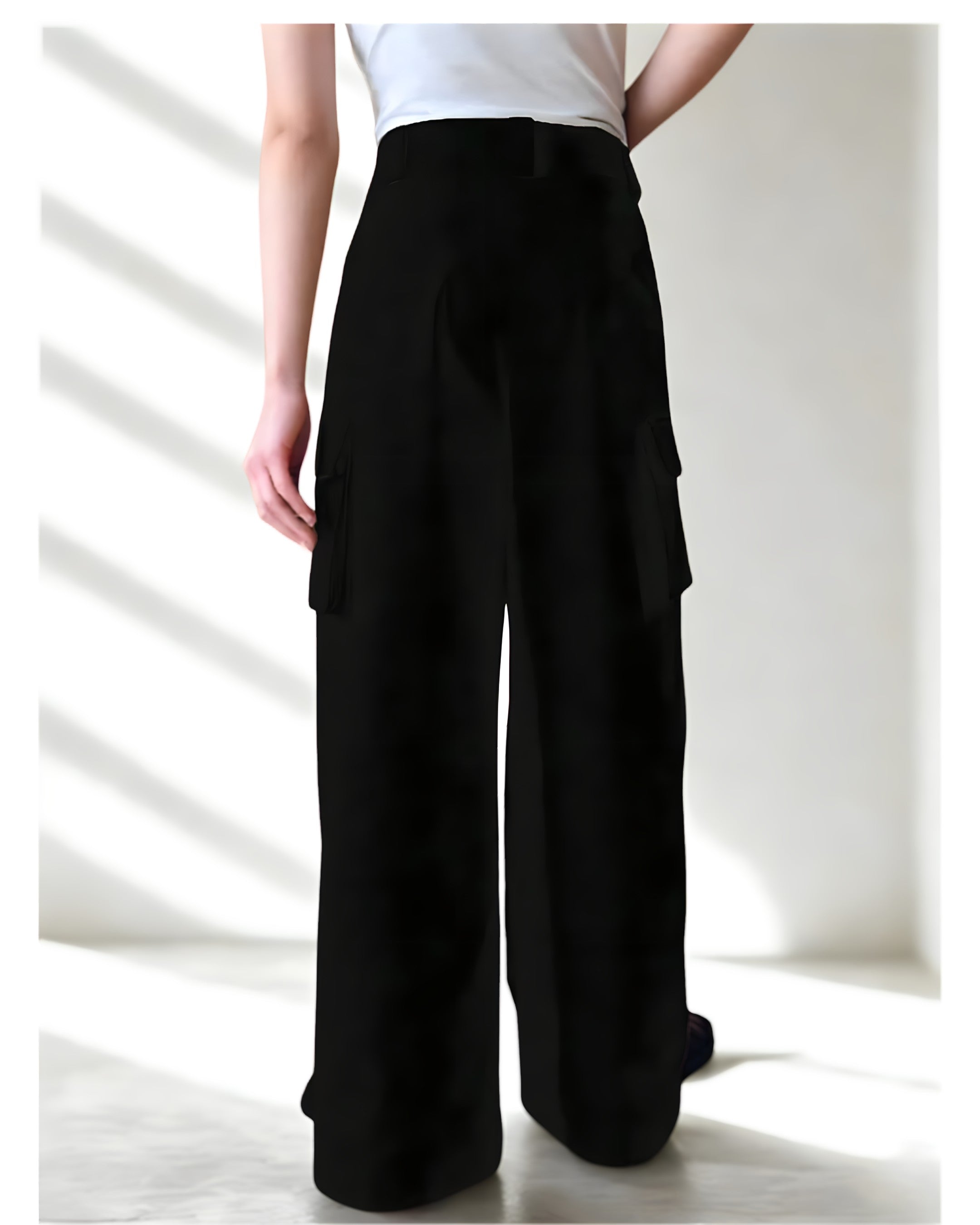 Pantalon Cargo Large Gris Clair – Style Urbain Sophistiqué - Noir Vibe Co. 